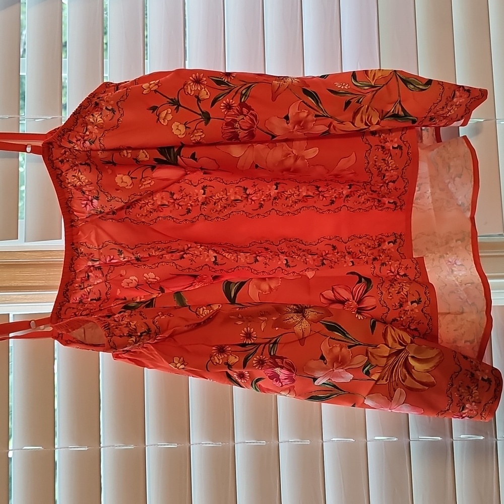 Floral Orange Women's  Crop Top - Picture 4 of 5